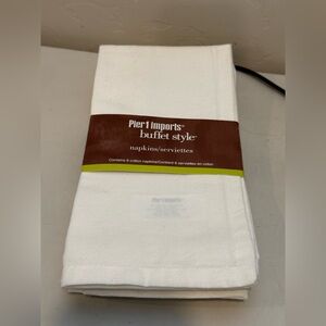 Pier 1 Imports Cotton Buffet Napkins Set of 6 White Dining Kitchen NEW 20 x 20”